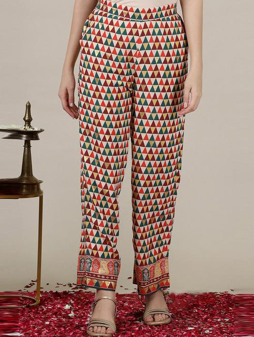 women multi colored viscose trouser - 21504612 - Very Small Image - 1