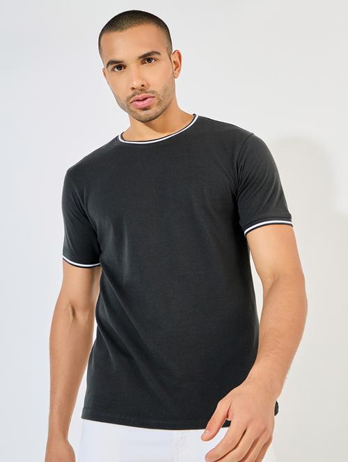 men black cotton plain t-shirt - 21506033 - Very Small Image - 1
