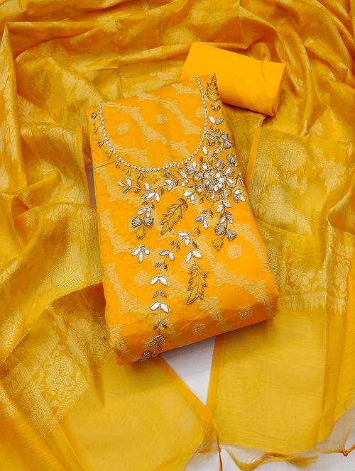 women yellow salwar suit unstitched suit - 21506069 - Very Small Image - 1