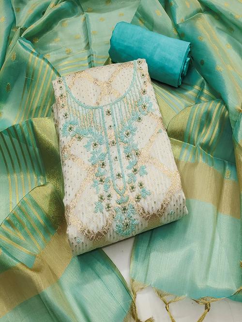 women off white salwar suit unstitched suit - 21506085 - Very Small Image - 1