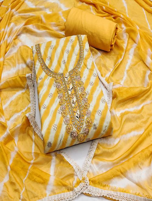 women yellow salwar suit unstitched suit - 21507273 - Very Small Image - 1