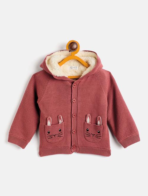 girls peach cotton sweater - 21507443 - Very Small Image - 1
