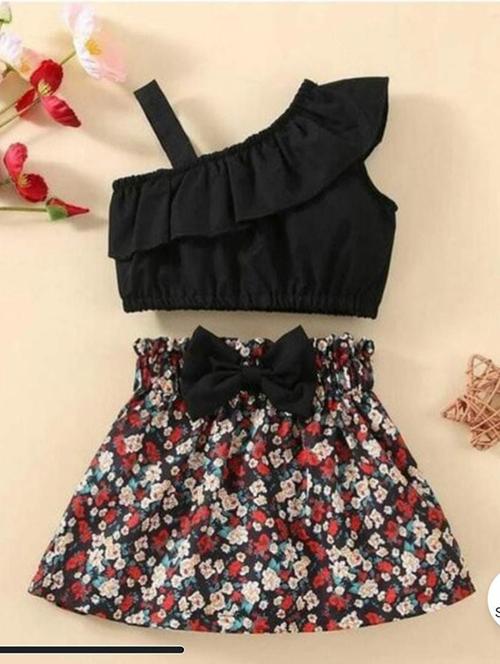 girls black rayon skirt & top set - 21507892 - Very Small Image - 1