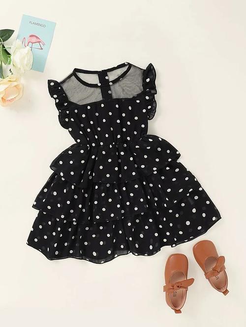 girls black cotton blend frock - 21507929 - Very Small Image - 1