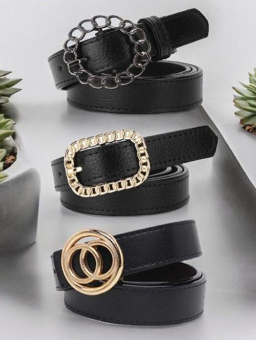 pack of 3 black leatherette belt - 21508282 - Very Small Image - 1
