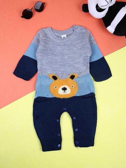 kids unisex blue self design rompers - 21508431 - Very Small Image - 1