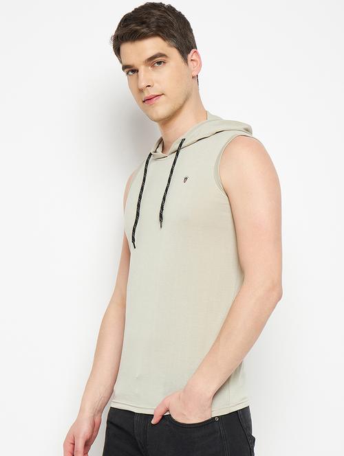 men beige cotton blend plain t-shirt - 21508738 - Very Small Image - 1