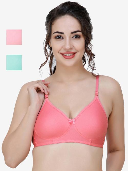 pack of 3 multi colored cotton blend t-shirt bra - 21509762 - Very Small Image - 1