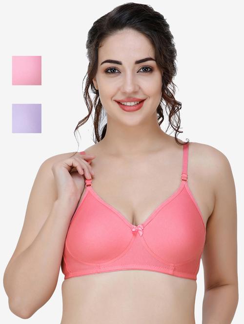 pack of 3 multi colored cotton blend t-shirt bra - 21509764 - Very Small Image - 1