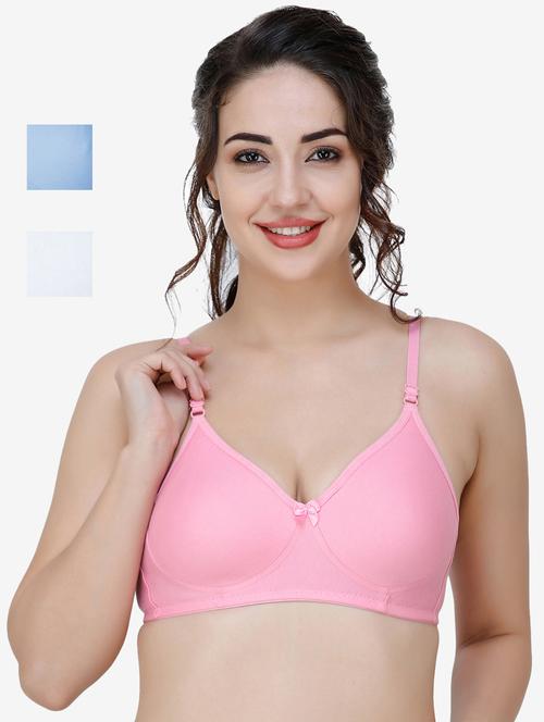 pack of 3 multi colored cotton blend t-shirt bra - 21509787 - Very Small Image - 1