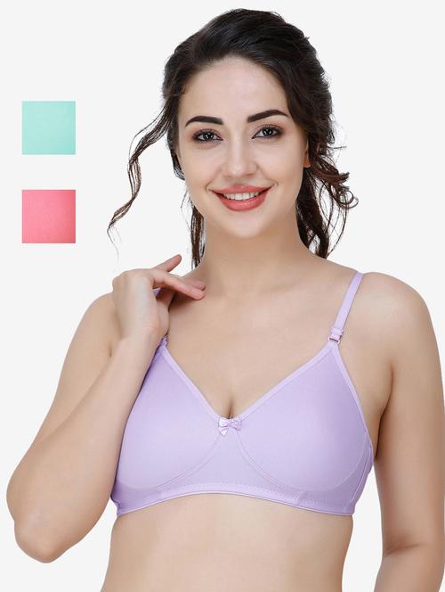 pack of 3 multi colored cotton blend t-shirt bra - 21509790 - Very Small Image - 1