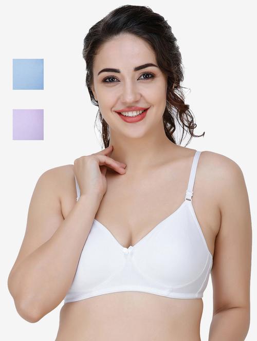 pack of 3 multi colored cotton blend t-shirt bra - 21509808 - Very Small Image - 1