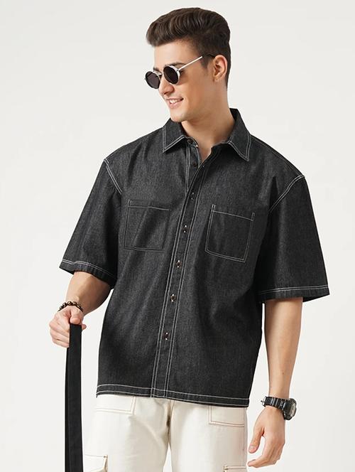 men black denim casual shirts - 21510763 - Very Small Image - 1