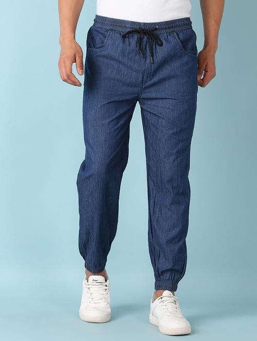 men blue solid joggers - 21510860 - Very Small Image - 1