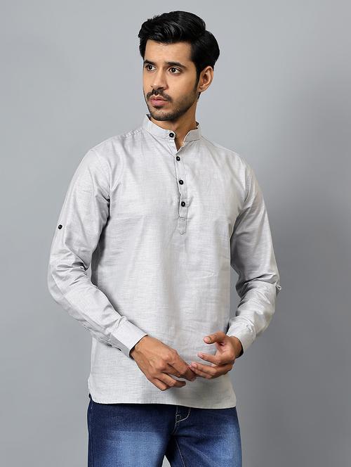 men mandarin neck solid short kurta - 21511163 - Very Small Image - 1