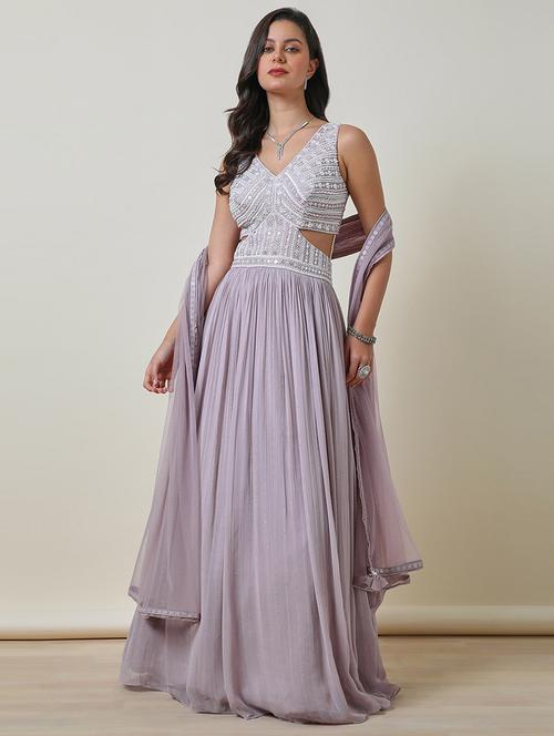 women purple embroidered dress with dupatta - 21511428 - Very Small Image - 1
