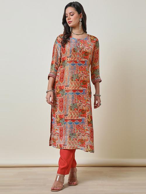 women printed kurta pant set - 21511455 - Very Small Image - 1