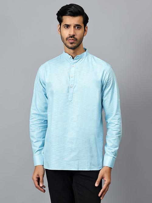 men mandarin neck solid short kurta - 21511890 - Very Small Image - 1