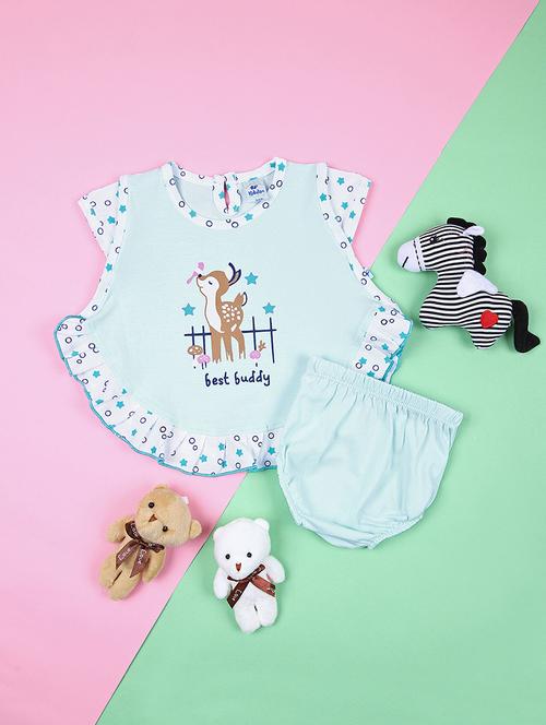 girls printed frock with bloomer set - 21512544 - Very Small Image - 1