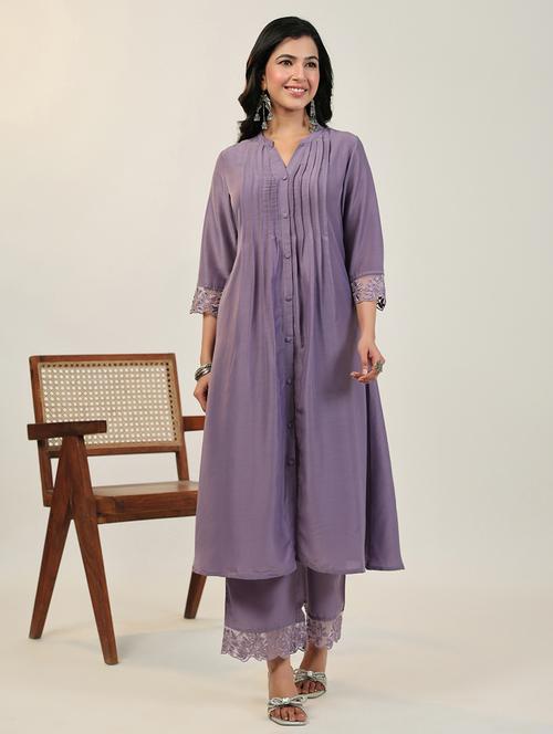 lavender muslin kurta pant set - 21512802 - Very Small Image - 1