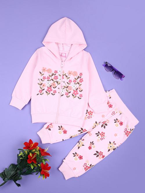 girls floral printed sweatshirt & joggers full length set - 21513397 - Very Small Image - 1