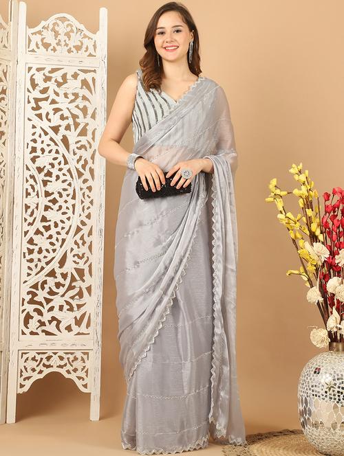 women grey embellished saree - 21513928 - Very Small Image - 1