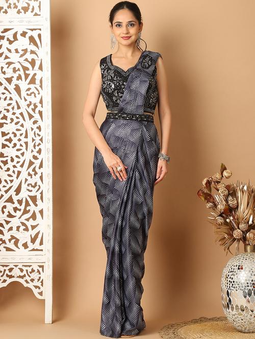women black printed ready to wear saree - 21513948 - Very Small Image - 1