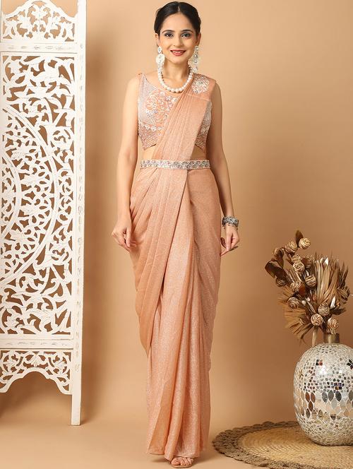 women beige ready to wear saree - 21513976 - Very Small Image - 1