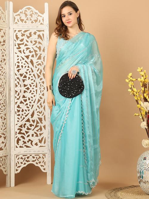 women light blue embellished saree - 21514001 - Very Small Image - 1