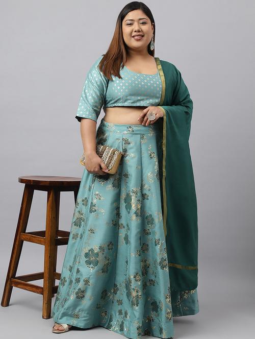 women sea green flared lehenga - 21514036 - Very Small Image - 1