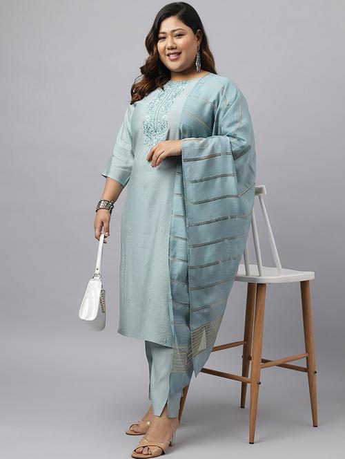 women light blue kurta pant set - 21514136 - Very Small Image - 1