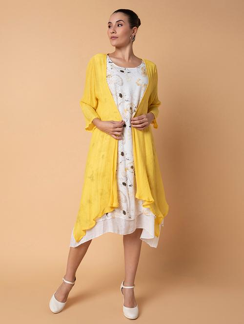 women floral printed layered dress with shrug - 21514541 - Very Small Image - 1