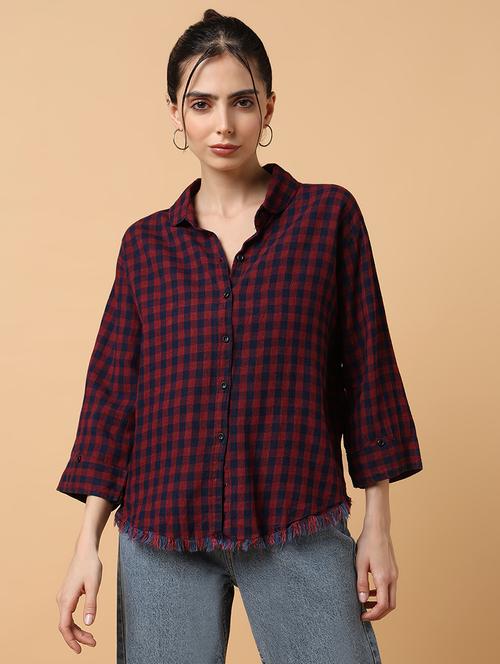 women red cotton blend regular shirt - 21514936 - Very Small Image - 1