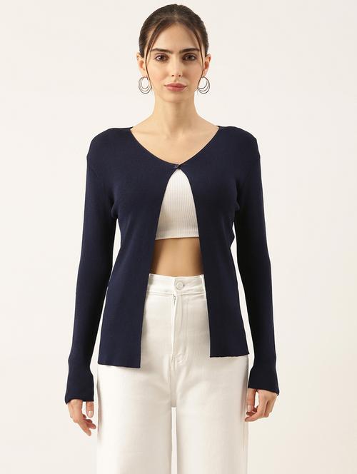 women navy blue acrylic regular shrug - 21514942 - Very Small Image - 1