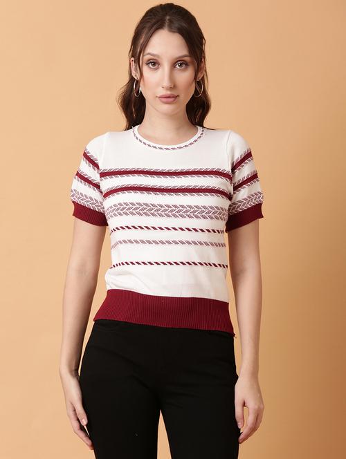 women white self design short sleeves top - 21515035 - Very Small Image - 1