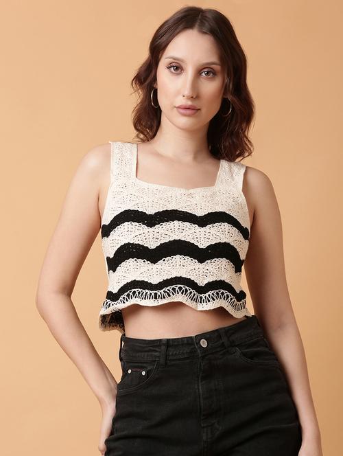 women sleeveless crochet crop top - 21515161 - Very Small Image - 1