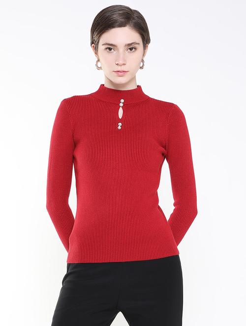 women maroon solid regular top - 21515203 - Very Small Image - 1