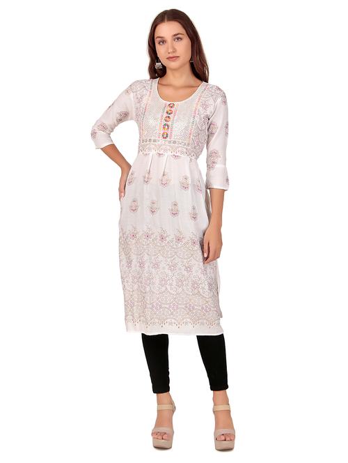 women printed three quarter sleeves straight kurta - 21517713 - Very Small Image - 1