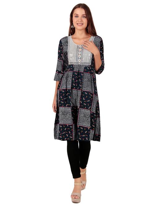 women printed three quarter sleeves straight kurta - 21517717 - Very Small Image - 1