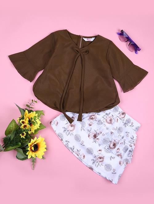 girls solid round neck skirt top - 21519273 - Very Small Image - 1