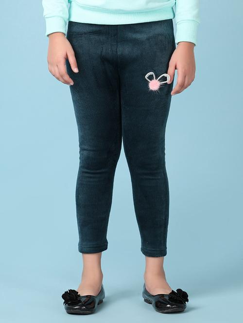 girls blue solid legging - 21519298 - Very Small Image - 1