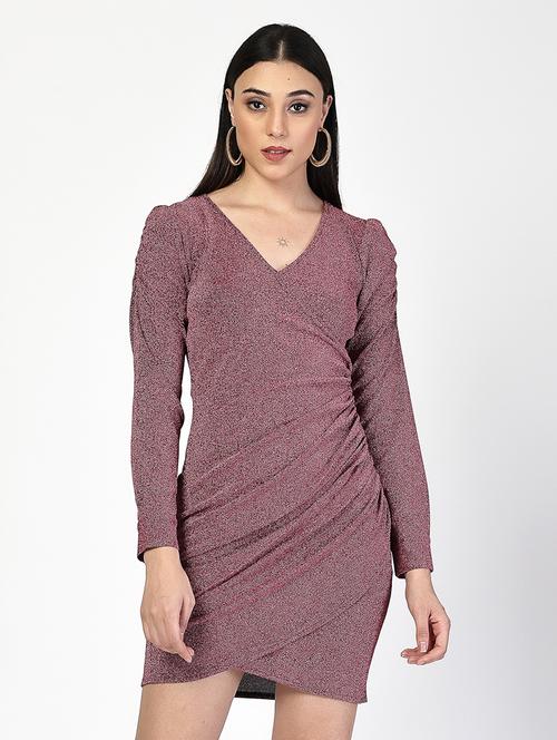 women self design overlap neck bodycon dress - 21520730 - Very Small Image - 1