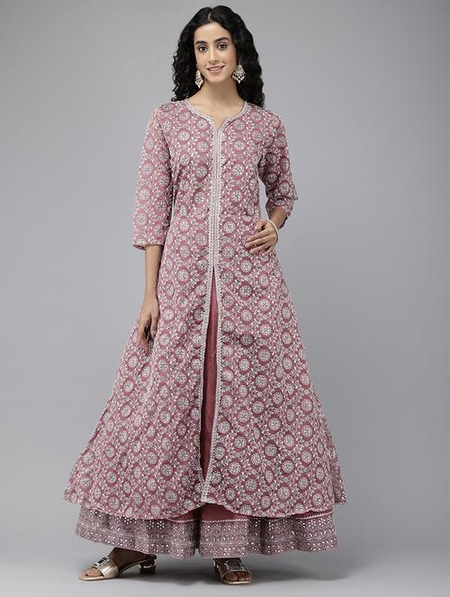women magenta self-designed anarkali kurta - 21521947 - Very Small Image - 1