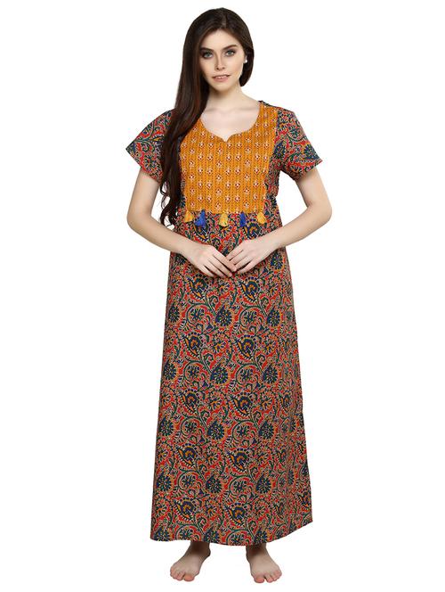 women multi coloured cotton nighty - 21522393 - Very Small Image - 1