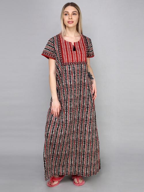 women red cotton nighty - 21522408 - Very Small Image - 1
