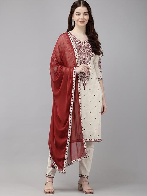 women three quarter sleeve kurta pant with dupatta set - 21522492 - Very Small Image - 1