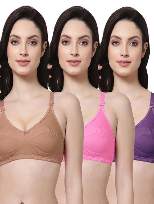 pack of 3 cotton blend regular bra - 21522542 - Very Small Image - 1