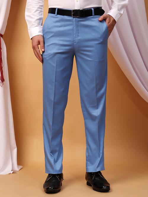men blue solid formal trouser - 21523307 - Very Small Image - 1