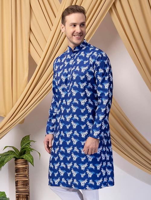 men long sleeve printed long kurta - 21523318 - Very Small Image - 1