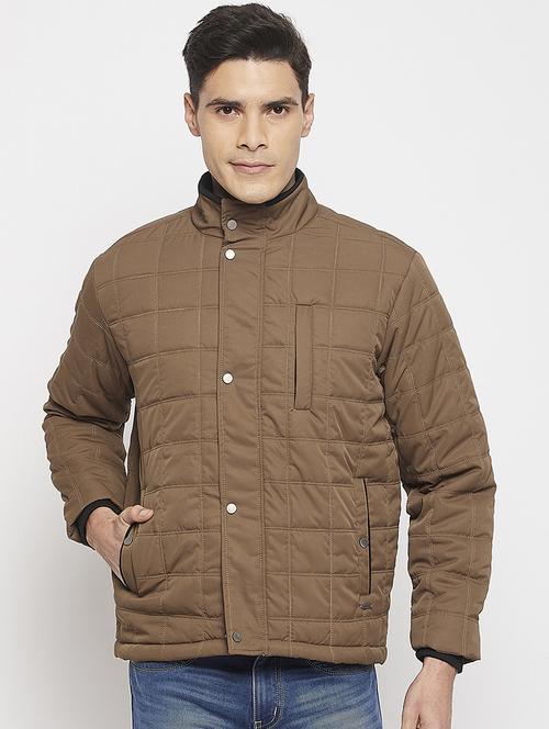 men brown polyester quilted jacket - 21523617 - Very Small Image - 1